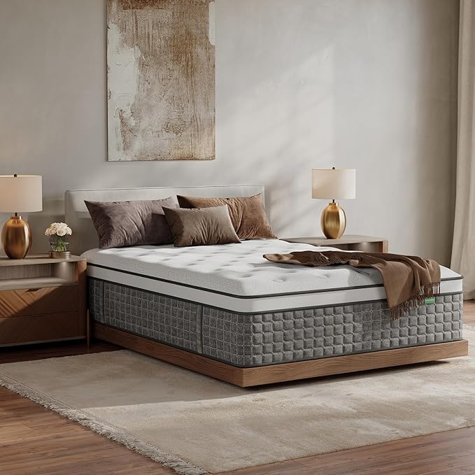 California King Mattress, Medium Firm Cali King Mattress 12 Inch - Memory Foam & Pocket Springs for Back Pain Relief, Fiberglass Free, Motion Isolation, CertiPUR-US & Oeko-TEX Certified