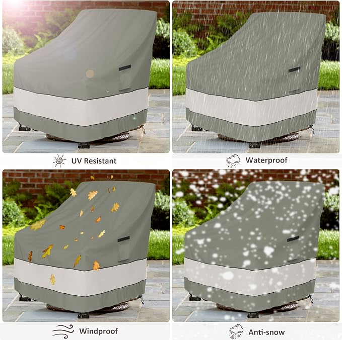 Patio Chair Covers Waterproof Patio Furniture Covers,27.5W x 32.5D x 38 H Inches Outdoor Swivel Chair Cover 2 Pack -Grayish Green - Image 5