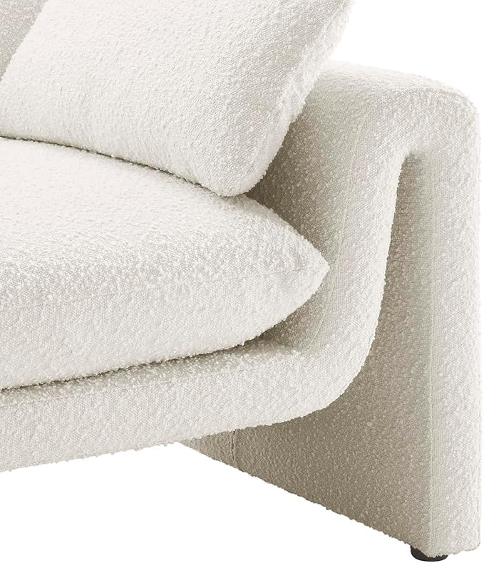 Modway EEI-6381-IVO Waverly Boucle Fabric Sofa, Ivory