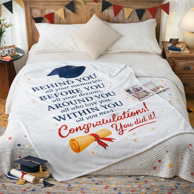 Graduation Gifts Blanket Class of 2026 ?€? Inspirational Throw Blanket 50x60 Inch, Meaningful Graduation Gift for Him Her, Soft Cozy Plush Blanket for College High School Graduate