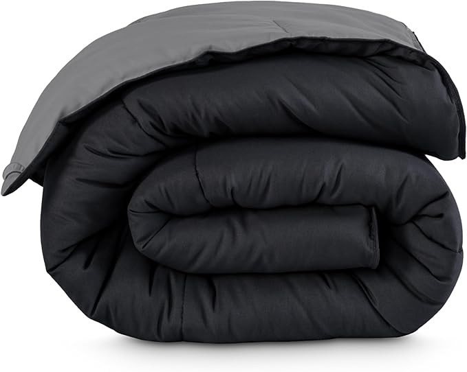 Bare Home Full Comforter - Reversible Colors - Goose Down Alternative - Ultra-Soft - Premium 1800 Series - All Season Warmth - Bedding Comforter (Full, Black/Grey)