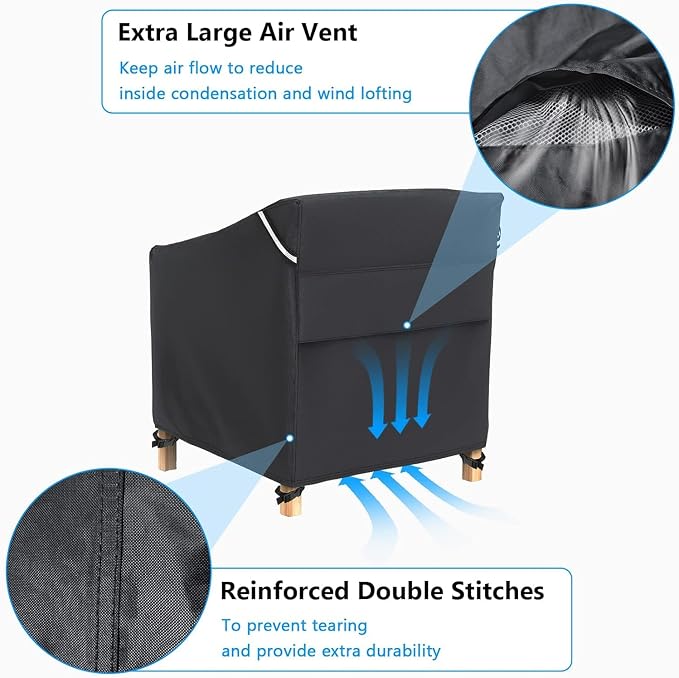Gasadar Patio Chair Cover - 2 Pack, Patio Furniture Covers Waterproof, Heavy Duty Outdoor Chair Covers, Lawn Outdoor Furniture Cover -33" W x 34" D x 31" H - Image 4