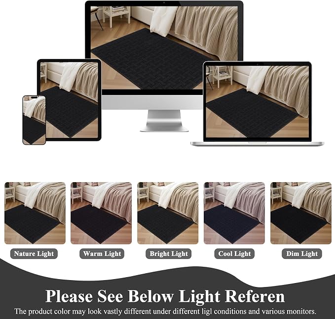 Ileading Indoor Door Mat 2x3ft, Absorbent Dog Muddy Paws Mats, Low-Profile Entrance Small Runner Carpet with Non-Slip Rubber Backing, Washable Inside Welcome Mat for Hallway,Entryway,Kitchen(Black) - Image 6
