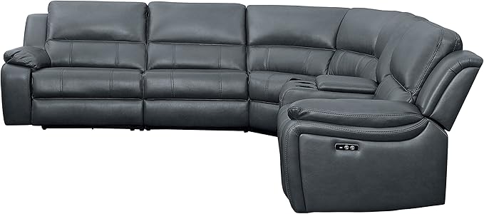 Lexicon Pfeiffer 6-Piece Modular Power Reclining Sectional Sofa, Dual-End Recliner, Gray