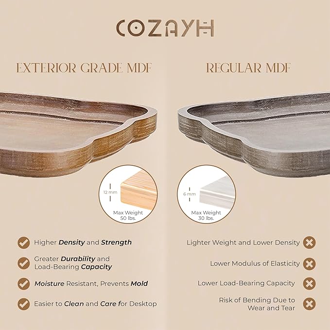 COZAYH Farmhouse Cottagecore End Table, Rustic Wood Tray Top Square Accent Table with White Curved Legs for Family Room, Living Room, or Small Spaces