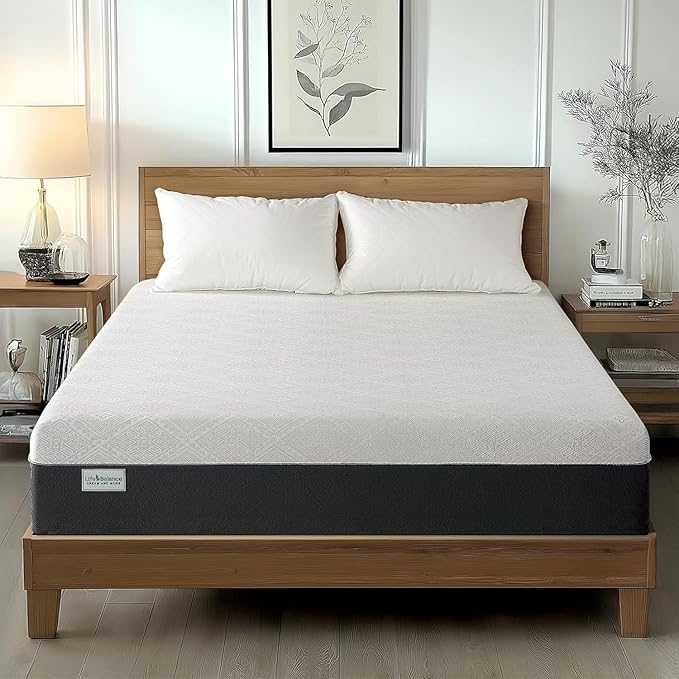 Life Balance King Size Mattress, 10 Inch Cooling-Gel Memory Foam King Bed Mattress Made in USA, Pressure Relief, Motion Isolation, Breathable Fabric, Mattresses in a Box for Optimal Sleep Quality