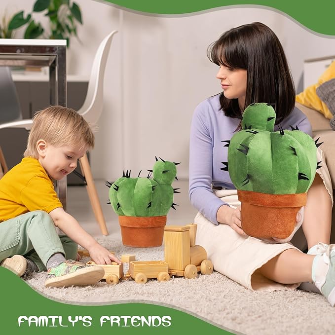 Cactus Shape 3D Throw Pillow - Plush Cactus Decorative Pillow for Office, Bed, Couch, Living Room Home Decor (15.7 inch)