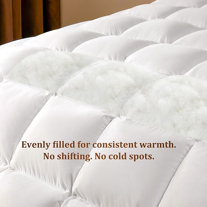 Goose Down Fiber Comforter Oversized King Size – All Season Naturally Breathable Duvet Insert,Cotton-Poly Blend Fabric, 8 Corner Tabs (White, Oversized King(120"x98"))