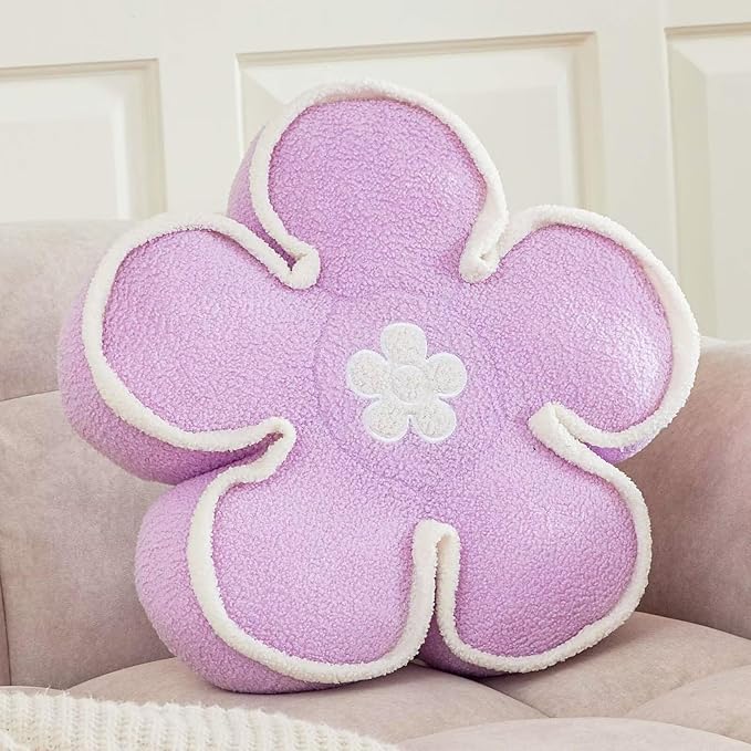 Kcvvcr Flower Pillow???Light Purple, 13.7 Inch???