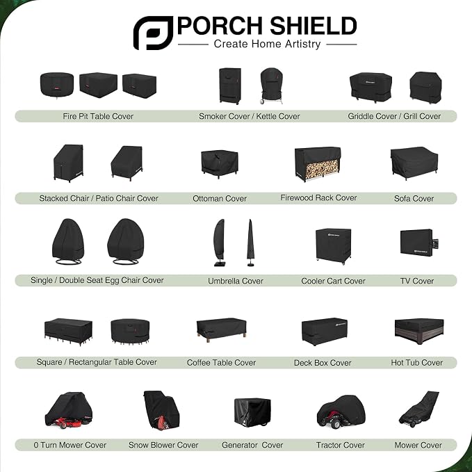 Porch Shield Waterproof Outdoor Furniture Sofa Cover – Patio 2 Seater Loveseat Cover 60W x 35D x 35H inch, Black - Image 8