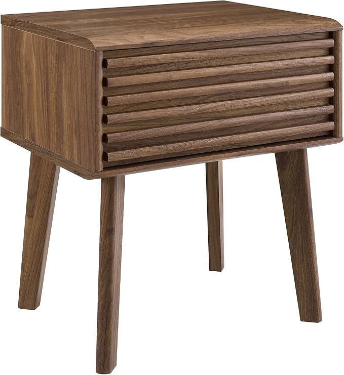 Modway Render Mid-Century Modern End Table or Nightstand in Walnut - Image 4