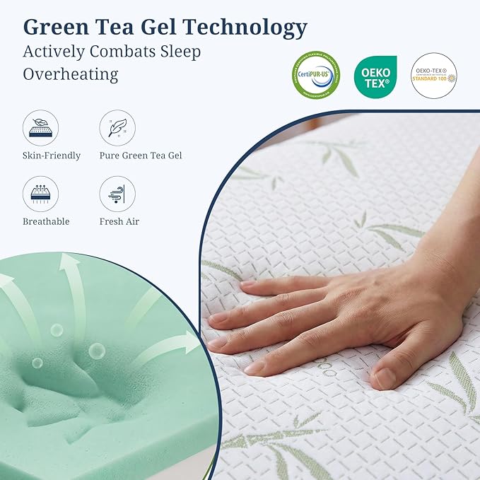 IULULU 5 Inch Twin Mattress, Gel Infused Memory Foam Mattress - Medium Firm, Pressure Relief, CertiPUR-US Certified Mattress in Box