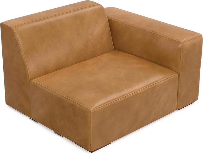 SIMPLIHOME Rex Right-Arm Sofa Module in Full-Grain Genuine Leather, Sienna, 44-inches Wide, Handcrafted Modern-Style Right-Arm Accent Chair for Living Room and Family Room