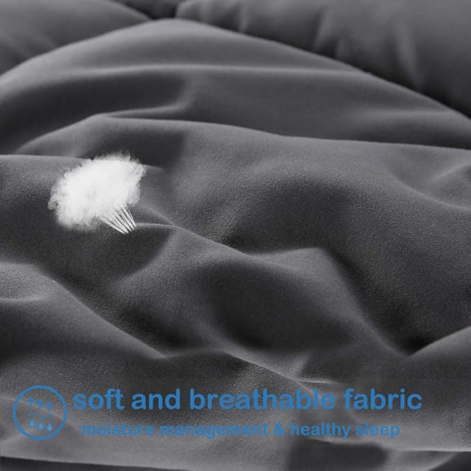 EASELAND Oversized King Down Alternative Comforter - Quilted Duvet Insert for All Seasons, Soft Lightweight with Corner Tabs, Summer Winter Warm Bedding, Dark Grey 98x116 Inches