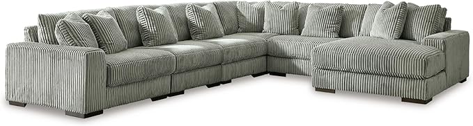 Signature Design by Ashley Contemporary Lindyn U-Shape Left-Arm Facing 6-Piece Sectional with Chaise and Reversible Cushion, Gray