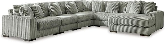 Signature Design by Ashley Contemporary Lindyn U-Shape Left-Arm Facing 6-Piece Sectional with Chaise and Reversible Cushion, Gray