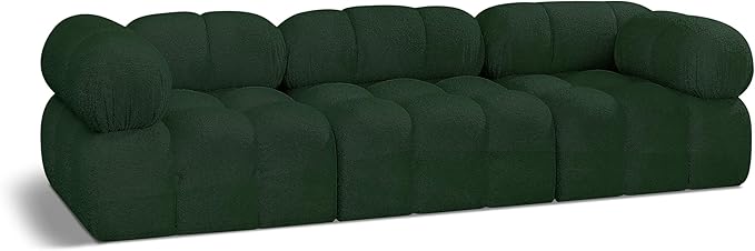Meridian Furniture 611Green-S102A Ames Collection Modern | Contemporary Modular Sofa with Rich Green Boucle Fabric, Modular to Create Infinite Configurations, 102" W x 34" D x 28" H, Green