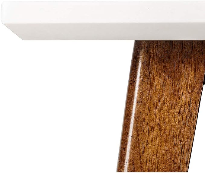 Madison Park Parker Console Tables-Solid Wood, Two-Tone Finish with Lower Storage Shelf Modern Mid-Century Accent Living Room Furniture, Medium, Off-White/Pecan