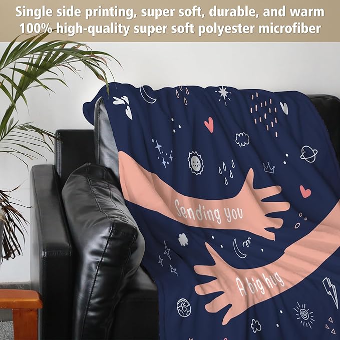 Afterprints Get Well Gifts for Women Men, Hug/Healing Blanket, Thinking of You/Cancer Care/Sympathy/After Surgery Gifts for Friends, Sister, Coworker, Soft Throw Blankets 50'' x 60''