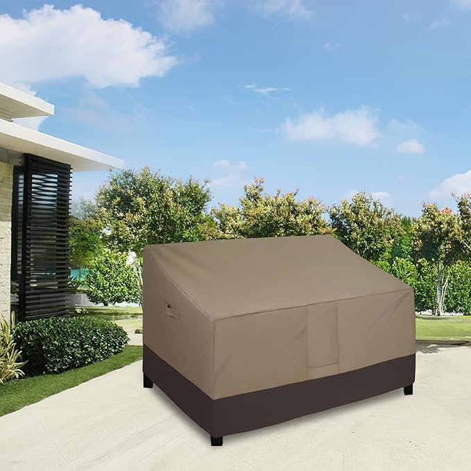 Easy-Going Waterproof Outdoor Couch Cover, Heavy Duty 3-Seater Patio Sofa Cover, Winchdproof Outdoor Furniture Cover with Air Vent (80Wx37Dx33H inch, Camel/Dark Brown) - Image 2