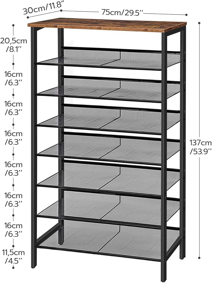 HOOBRO Shoe Rack for Entryway, 8-Tier Shoe Shelf, Large Capacity Shoe Storage Organizer for 21-24 Pairs of Shoes, Front Door Entrance, Hallway, Closet, Space Saver, Rustic Brown and Black BF18XJ01 - Image 2