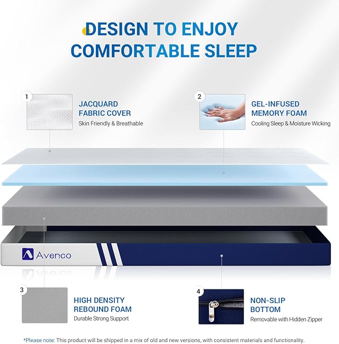 Avenco Trifold Mattress, 4 Inch Folding Mattress Twin Size, Memory Foam Foldable with Removable Cover & Detachable for Floor Bed, Camping, Guest