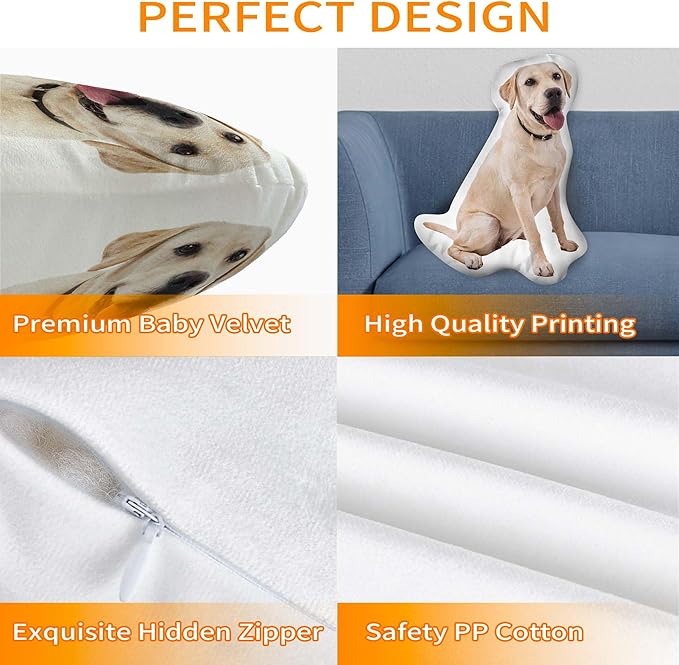 Easycosy Custom Pet Photo Pillow, Personalized Pillow Shaped Like Your Dog Cat Face, Customized Stuffed Animal Picture Pillows, Memorial Gifts for Pet Animal Lovers Her Him(20 Inch)