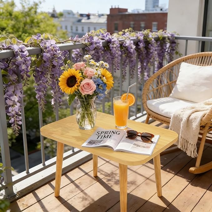 Square Coffee Table Low Table with 4 Solid Wood Sturdy Legs,Floor Table Desk for Sitting on The Floor,19.7"D x 31.5"W x 16"H Inches,Living Room/Toy room Furniture,Rental house Furniture(Natural)