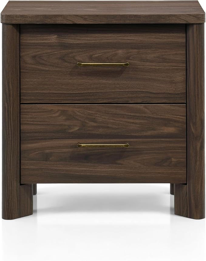 24/7 Shop at Home Sawer Modern 23-inch Wood Nightstand Set of 2 with 2 Drawers and USB Ports, Wooden Night Stand for Bedroom, Apartment, Small Bedside Table, Walnut - Image 9