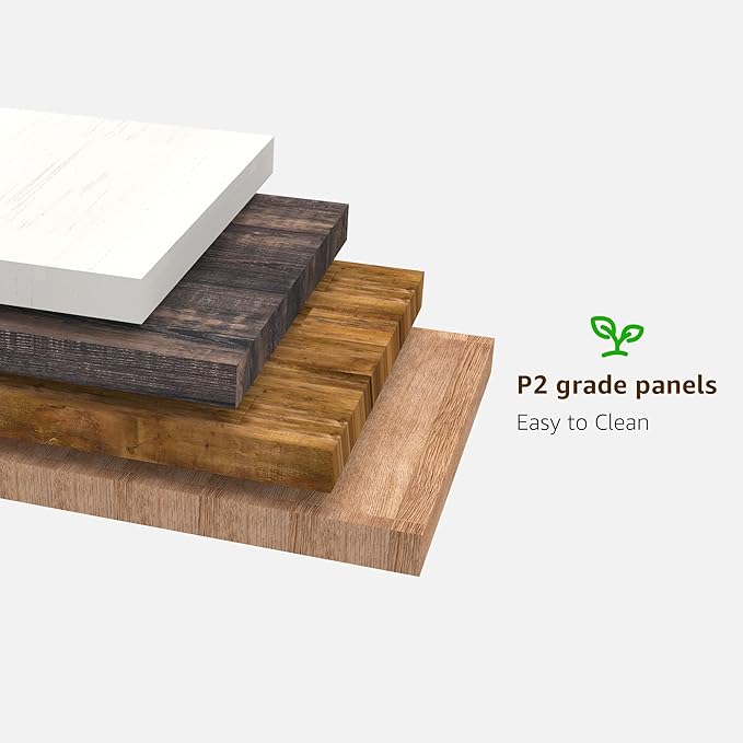 OKD 48" Modern Farmhouse Coffee Table, Wooden Living Room Table with Hidden Storage Drawer, Rustic Rectangular Center Tables with Wood Thick Design for Living Room, Office, Antique White