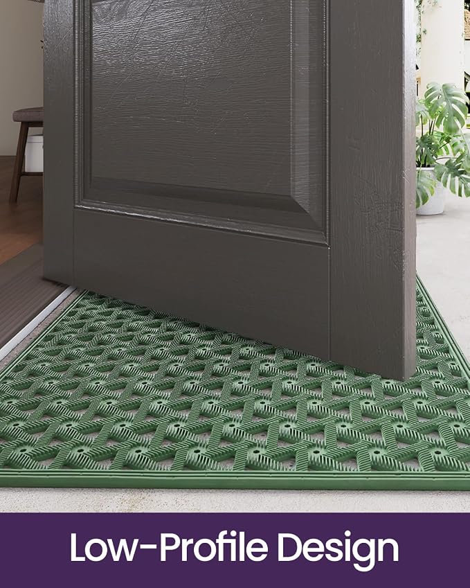 DEXI Front Door Mat Outside Entrance Rubber 19x30, Welcome Floor Doormat Heavy Duty Non Slip, Dirt Trapper Waterproof Exterior Entry Mats All Weather for Patio Entryway Drainage, Green - Image 8