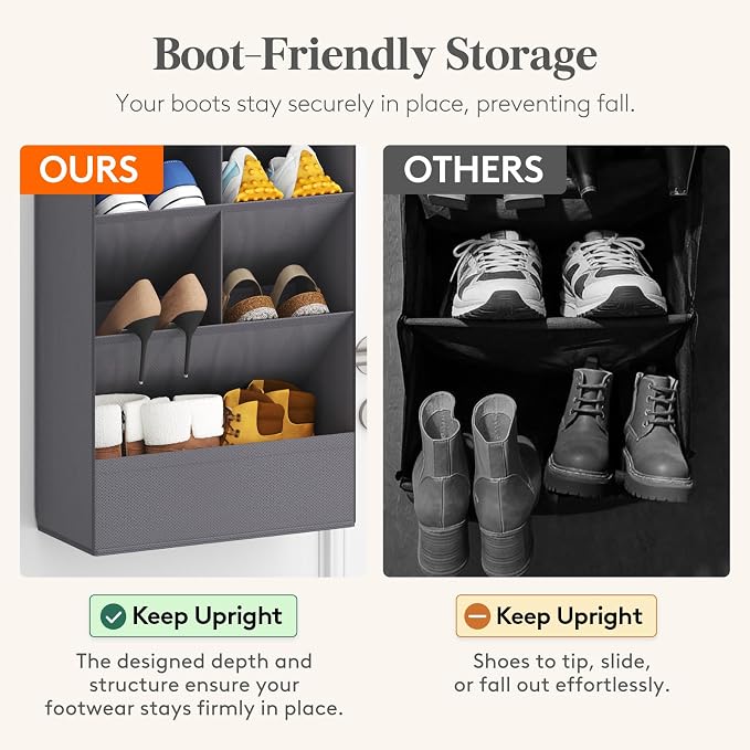 Lifewit 10 Tier Over the Door Shoe Organizer with 19 Large Deep Pockets, Fabric Hanging Shoes Shelf for Closet, Dorm Storage, Fit Up to 20 Pair Shoe Rack Holder for Sneakers, Boots, Gray - Image 4