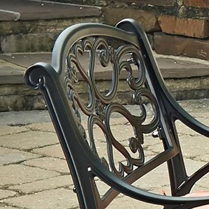 Homestyles Sanibel Black Stationary Cast Aluminum Outdoor Dining Chair, 2 Piece Patio Chairs, Set of 2 Garden Chairs with Armrest & Backrest for Garden Patio Pool Beach Yard, Black - Image 6