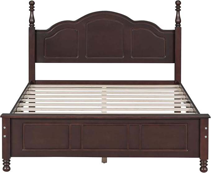 Harper & Bright Designs 3-Piece Full Bedroom Set, Retro Style Wooden Bedroom Furniture Set with Full Size Bed Frame and Two Nightstands for Kids Teens Adults Bedroom, Dark Walnut