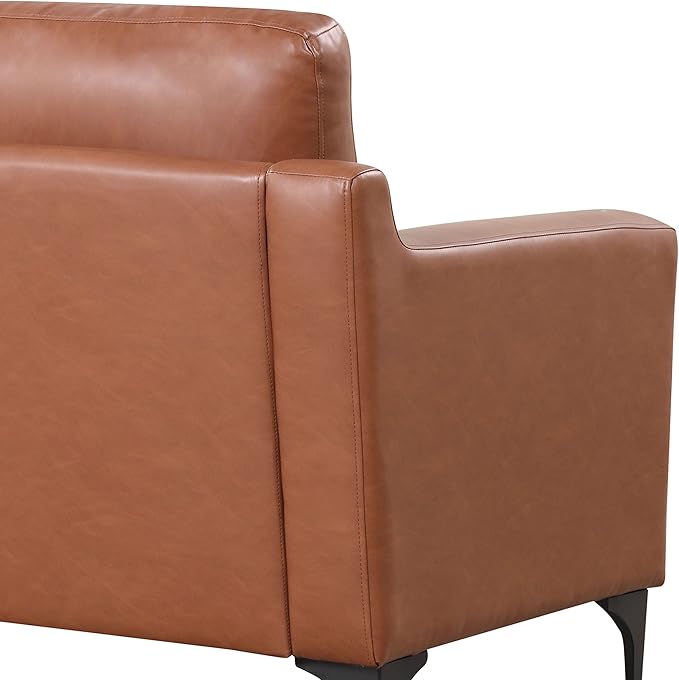 Serta Triton 78" Sofa, Transitional Modern, Dreamcoil Comfort, Metal Legs, Vegan Leather, Brown