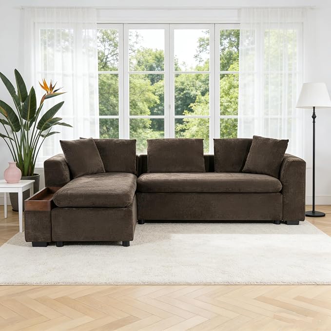 93.7" L-Shaped Sectional Sofa with Storage Chaise, Modern Couch for Living Room, Chenille Upholstered Couch with Deep Seats & Throw Pillows, Modern Corner Sofa for Living Room, Gray