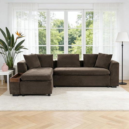 93.7" L-Shaped Sectional Sofa with Storage Chaise, Modern Couch for Living Room, Chenille Upholstered Couch with Deep Seats & Throw Pillows, Modern Corner Sofa for Living Room, Gray