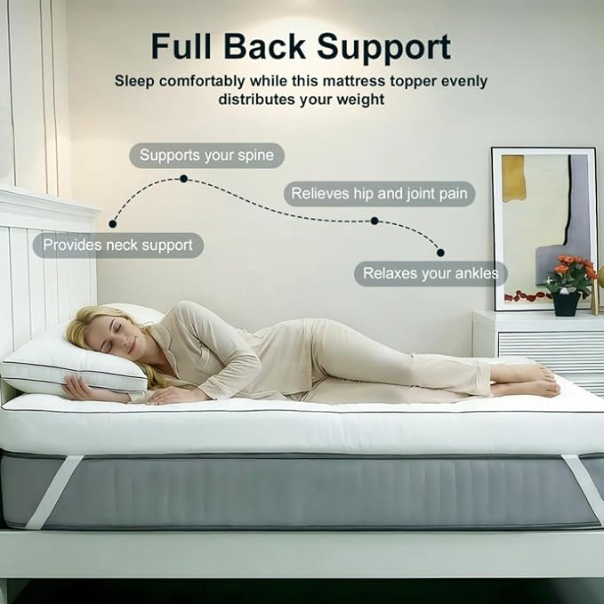 5 Inch Memory Foam Mattress Topper Twin XL, 2000GSM Shredded Memory Foam Pillow Top, Back Pain Relief & Plush Support, Extra Thick & Breathable, College Dorm Must-Have