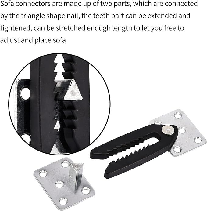 Sectional Couch Connector, 2 X Metal Sofa Joint Alligator Style Sectional Couch Connector