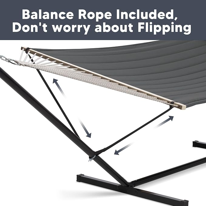 SUNCREAT Hammocks for Outside with 15 ft Stand, Stand Alone Hammock, 475 lbs Capacity, Dark Gray - Image 5