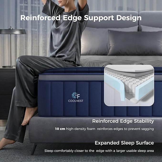 Sweetnight CoolNest 14 Inch California King Mattress, Hybrid Cal King Mattresses with DuoSense Pillow Top & Memory Foam for Feels up to 8° Cooler, Medium Firm Pressure Relief CertiPUR-US Certified