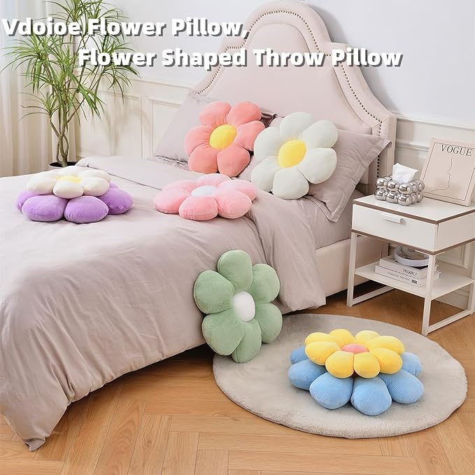 Flower Pillow,Sage Green Pillows Cute Daisy Decorative Throw Pillow Cushion Seating Home Decorative for Bed, Sofa, Couch