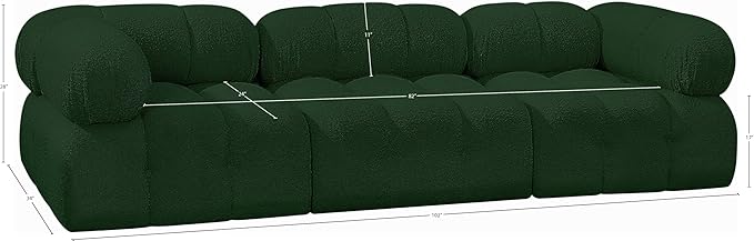 Meridian Furniture 611Green-S102A Ames Collection Modern | Contemporary Modular Sofa with Rich Green Boucle Fabric, Modular to Create Infinite Configurations, 102" W x 34" D x 28" H, Green