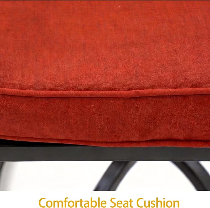 DWVO Swivel Patio Chairs Set of 6, Heavy-Duty Outdoor Swivel Chairs with 352lbs Capacity, All-Weather Metal Frame & Red Plush Cushions with Lumbar Pillow for Patio Deck Poolside Balcony Backyard - Image 9