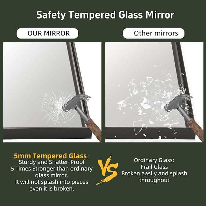 36”x 30” Black Bathroom Mirrors for Over Sink,Metal Framed Rectangle Mirrors, Tempered Glass, Black Wall Decor Mirror for Living Room Farmhouse Bedroom Entryway, (Horizontal/Vertical) - Image 4