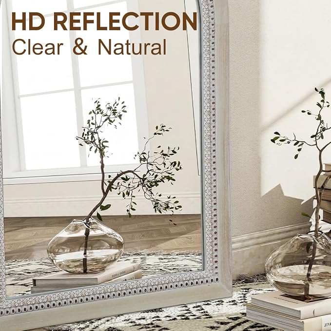 Arched Wooden Mirrors for Farmhouse Wall Decor Arched Wood Frame With Beads Details, Rustic Large Bathroom Vanity Mirrors for Bathroom, Over Sink, Bedroom, Living Room, Entryway,Foyer (36''Lx24''W) - Image 6