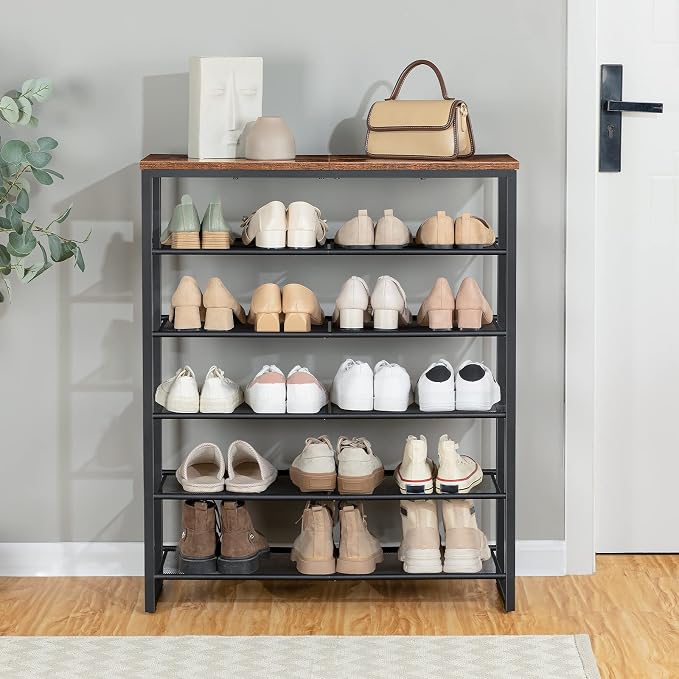HOOBRO Shoe Rack, 6-Tier Shoe Organizer, for 18-24 Pairs of Shoes, Large Capacity Shoe Storage Shelf, Durable and Stable, for Entryway, Closet, Hallway, Dorm Room, Industrial, Rustic Brown BF67XJ01G1 - Image 7