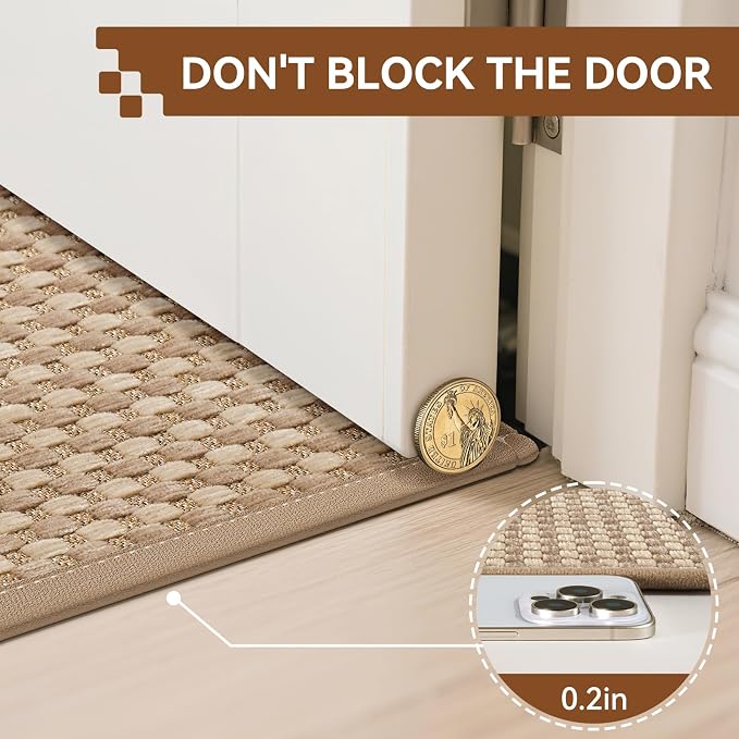 Front Door Mat 24''x35'', Absorbent Dirt Resist Washable Non Slip Low-Profile Indoor Doormat, Easy Clean Entryway Welcome Door Mats, Brown - Image 5