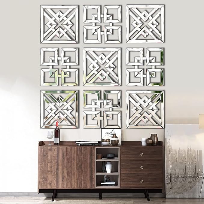 QMDECOR Silver Mirrored Wall Decor 16x16" Modern Fashion DIY Wall-Mounted Mirror X Design Gorgeous Glam Accent Vintage Chic for Room and Home - Image 5