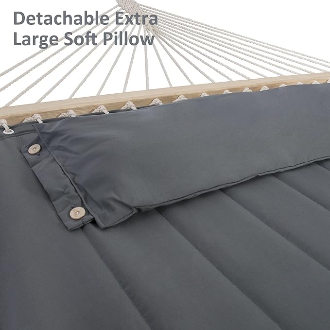 SUNCREAT 2 Person Hammock with Stand, Heavy Duty Portable Hammocks, 475 lbs Capacity, Dark Grey - Image 5